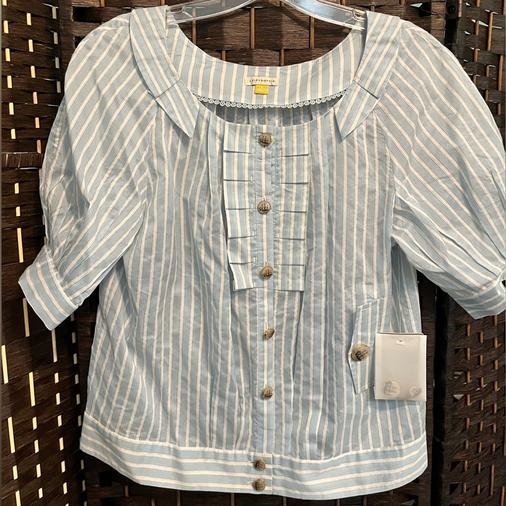 NWT LEIFSDOTTIR Anthropologie Nautical Pinstripe Top Size 6